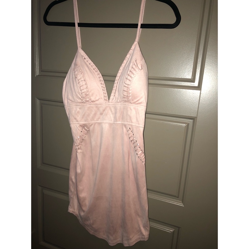 Fashion Nova Pink Suede Cocktail Dress